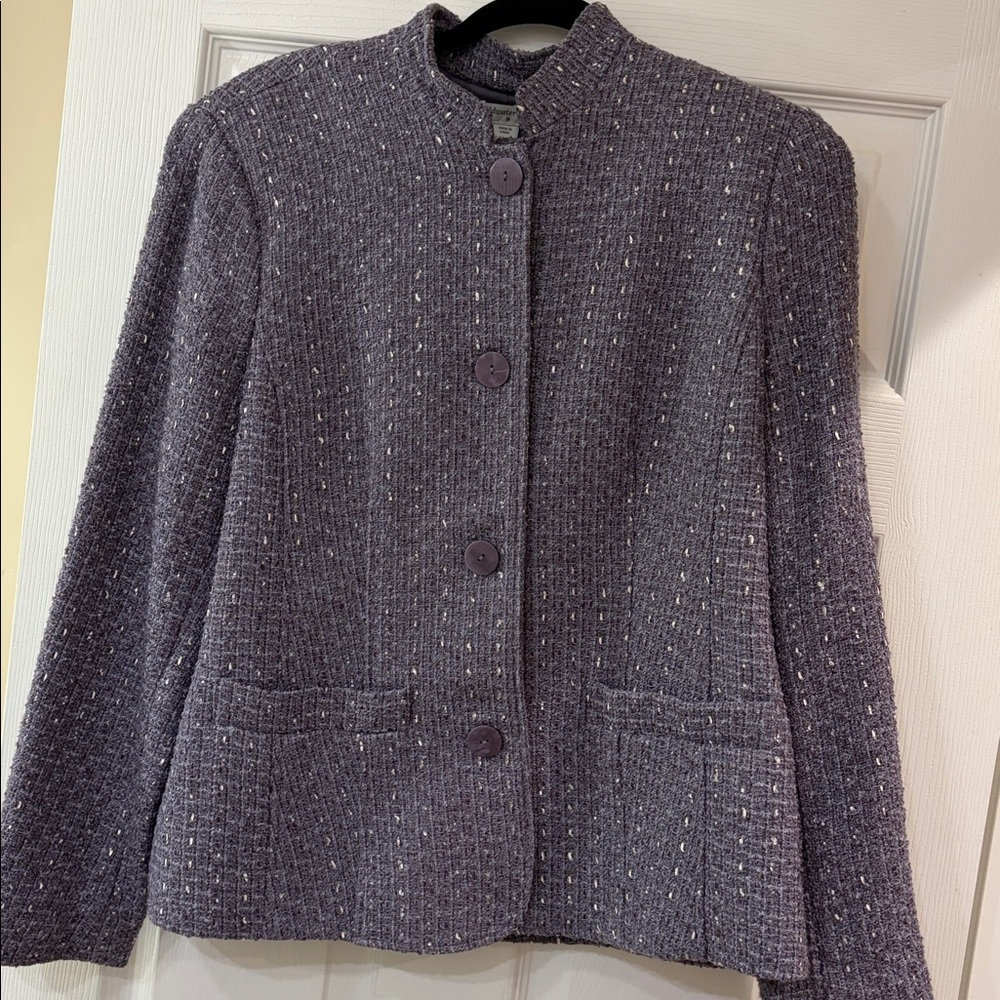Coldwater Creek purple tweed boucle jacket womens 14-16 large
